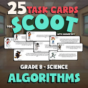 Algorithms SCOOT TASK CARDS Science Game - No Prep Grade 8 Review Activity