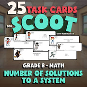 Number of Solutions to a System SCOOT TASK CARDS Math Game - No Prep Grade 8
