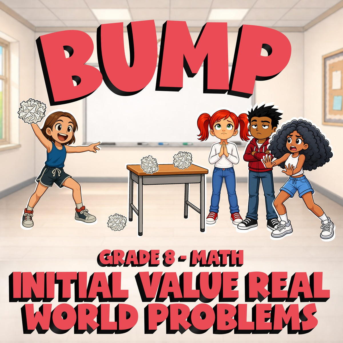 Initial Value Real World Problems BUMP Math Game - No Prep Grade 8 Review
