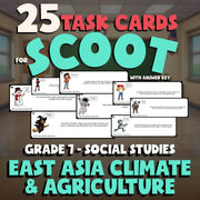 East Asia Climate & Agriculture SCOOT TASK CARDS Socials Game - No Prep Grade 7