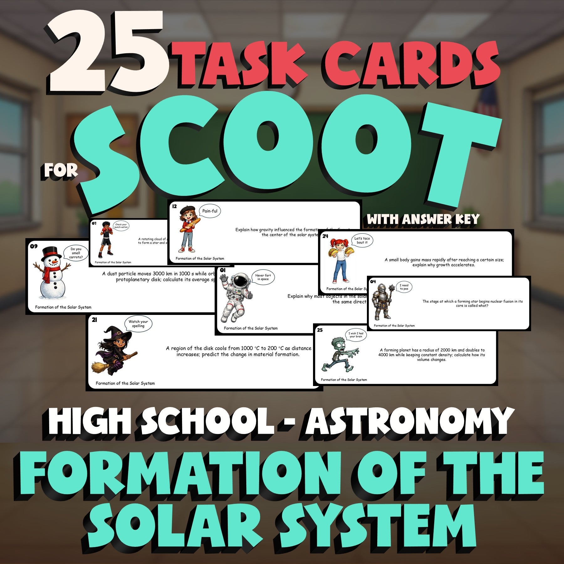 Formation of the Solar System SCOOT TASK CARDS Science Game - No Prep Astronomy
