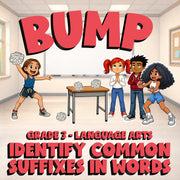 Identify Common Suffixes in Words BUMP ELA Game - No Prep Grade 3 Review