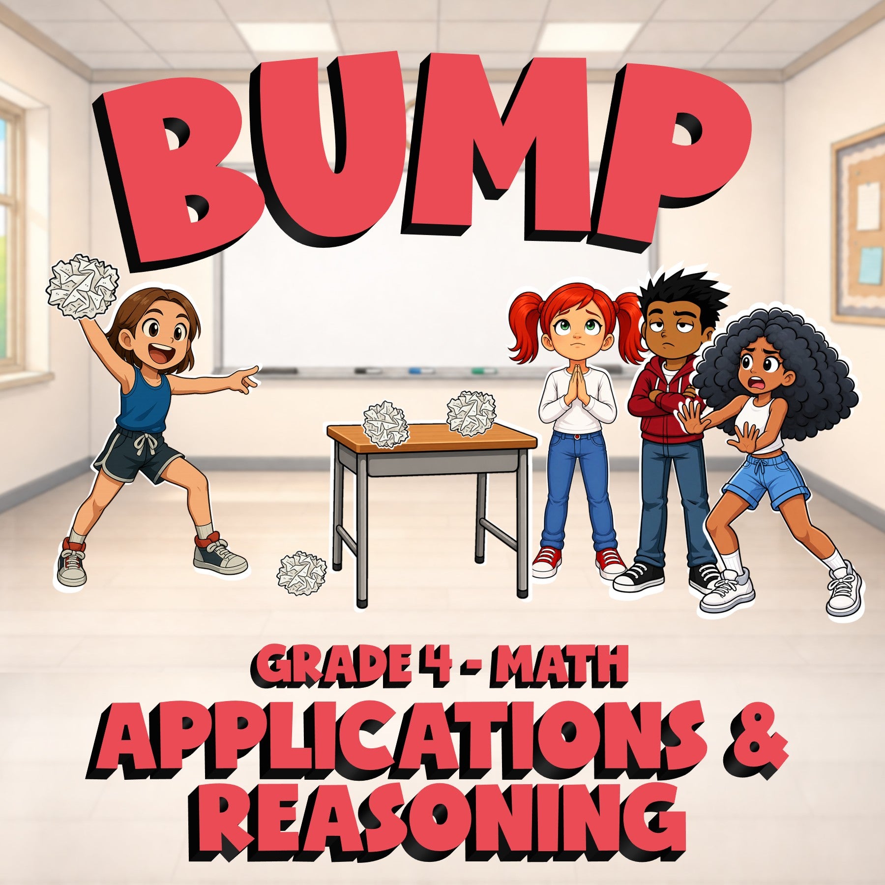 Applications & Reasoning BUMP Math Game - No Prep Grade 4 Review Activity