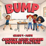 Convert Mixed Number  Improper Fraction BUMP Math Game - No Prep Grade 4 Review