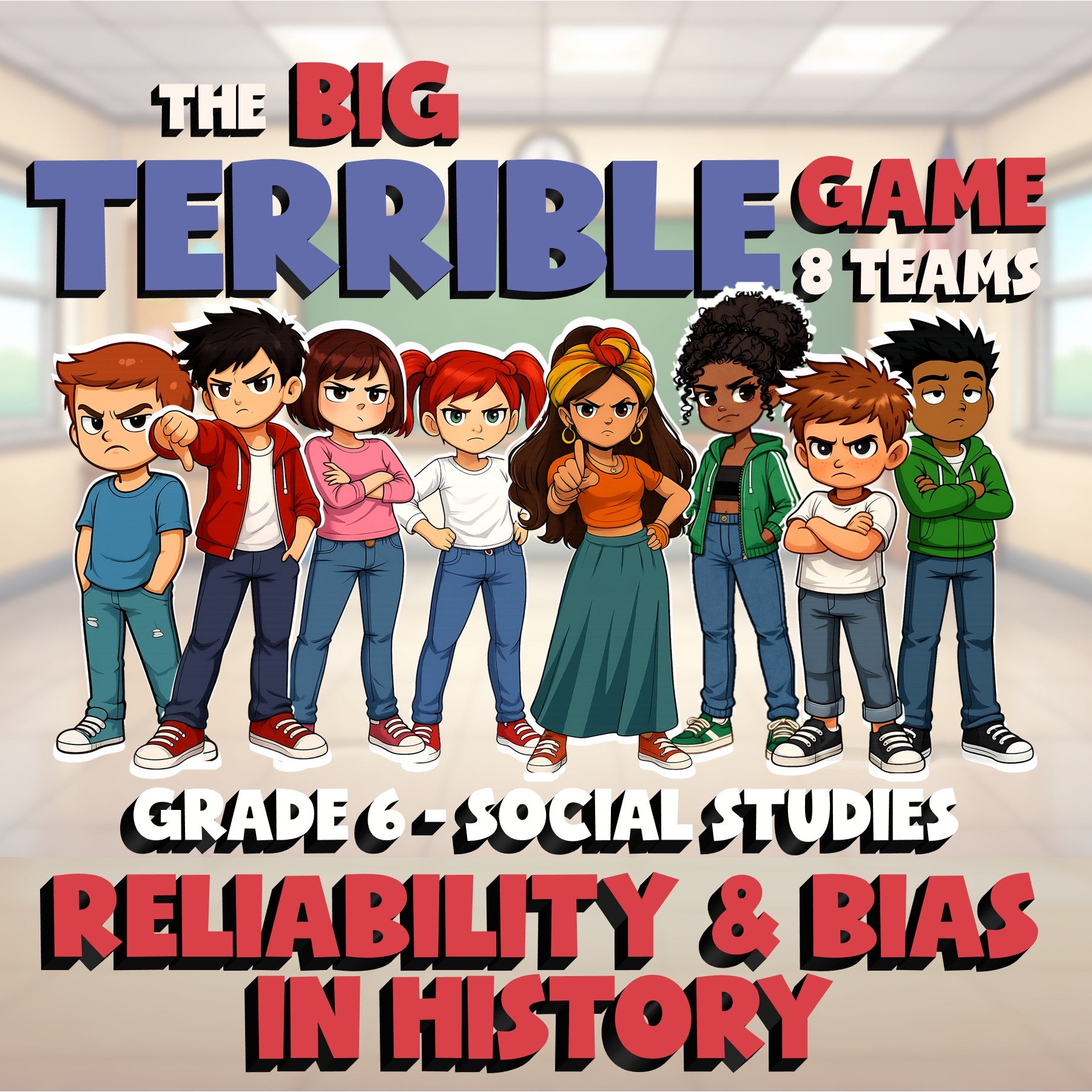 Reliability & Bias in History BIG TERRIBLE GAME - No Prep Grade 6 Socials Review