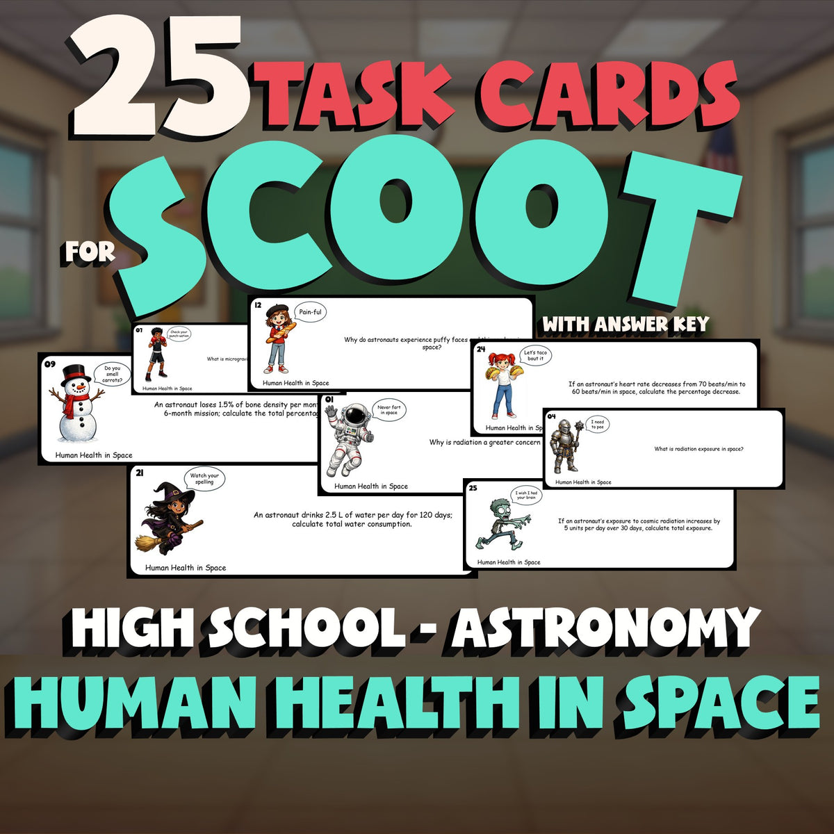 Human Health in Space SCOOT TASK CARDS Science Game - No Prep Astronomy Review
