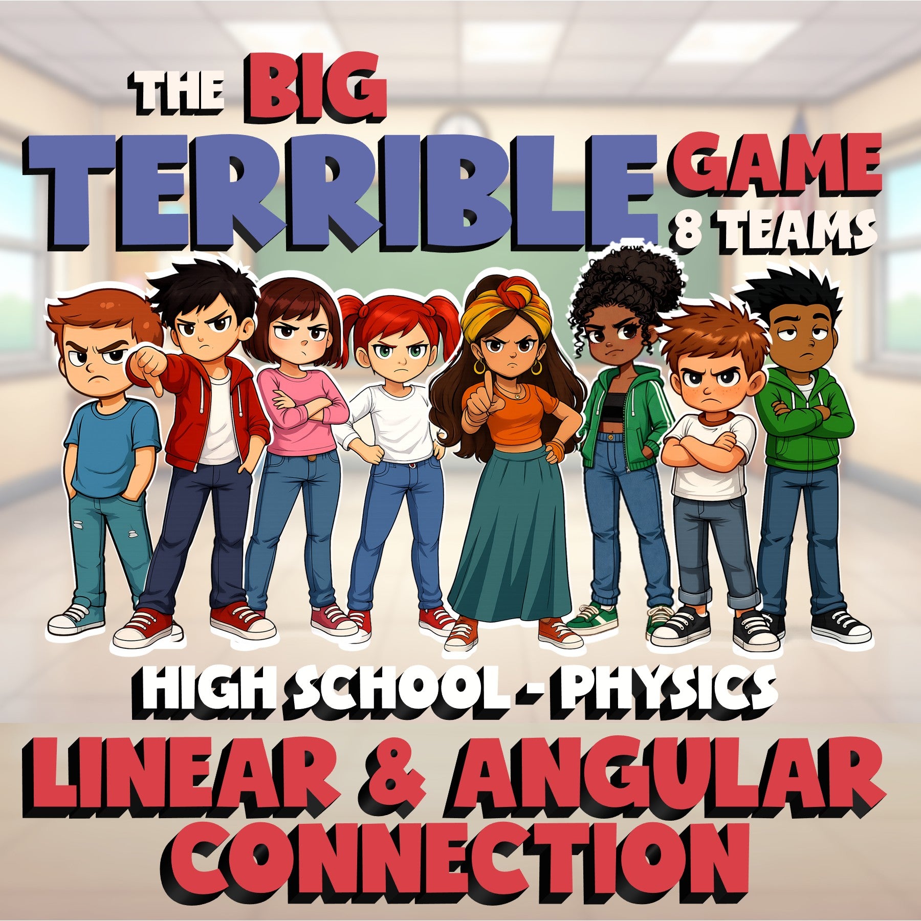 Linear & Angular Connection BIG TERRIBLE GAME - No Prep Physics Science Review