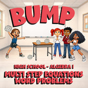 Multi Step Equations Word Problems BUMP Math Game - No Prep Algebra 1 Review