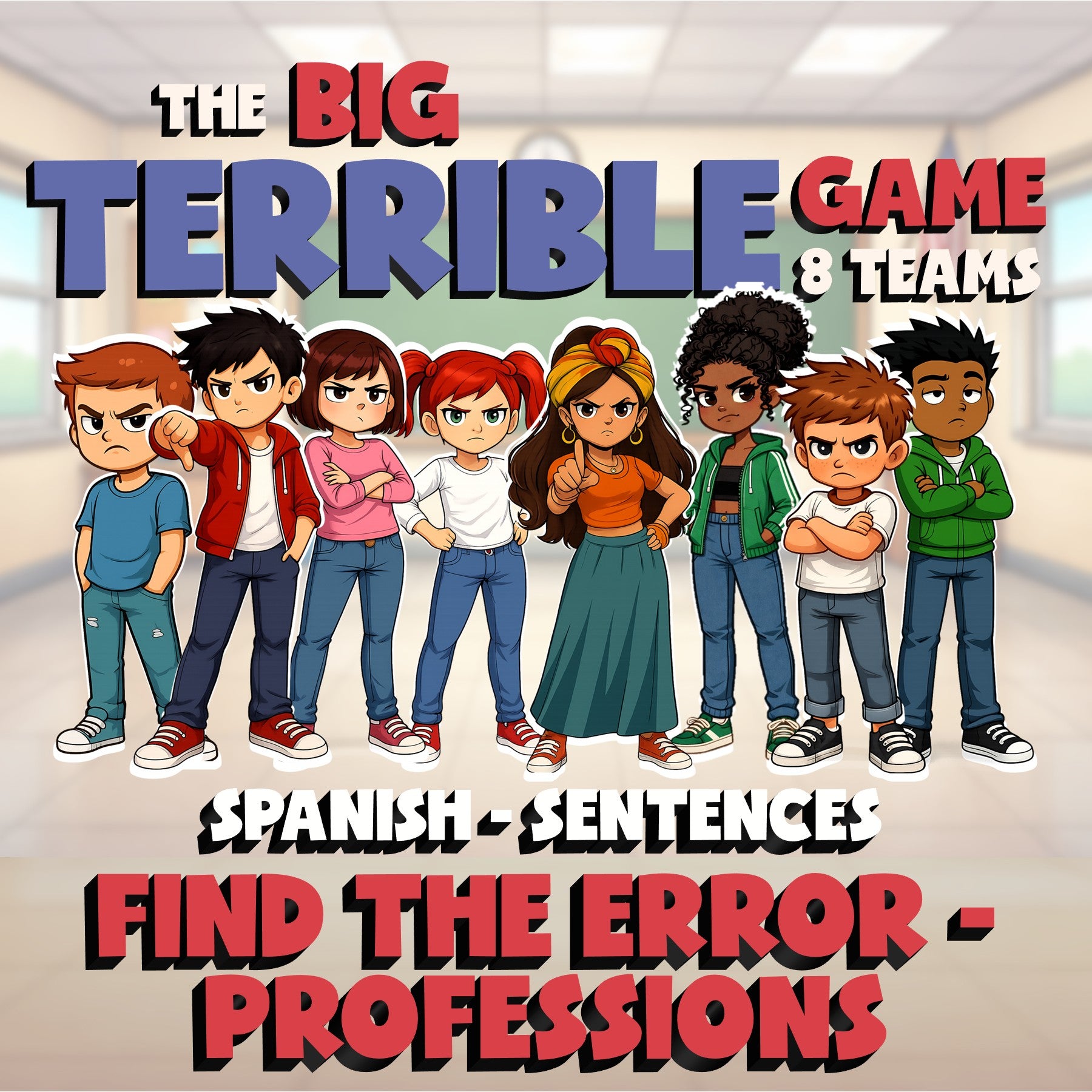 Find the Error - Professions BIG TERRIBLE GAME - No Prep Spanish Exercise