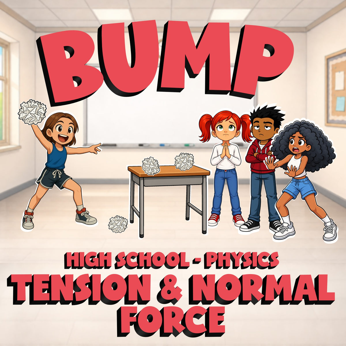 Tension & Normal Force BUMP Science Game - No Prep Physics Review Activity