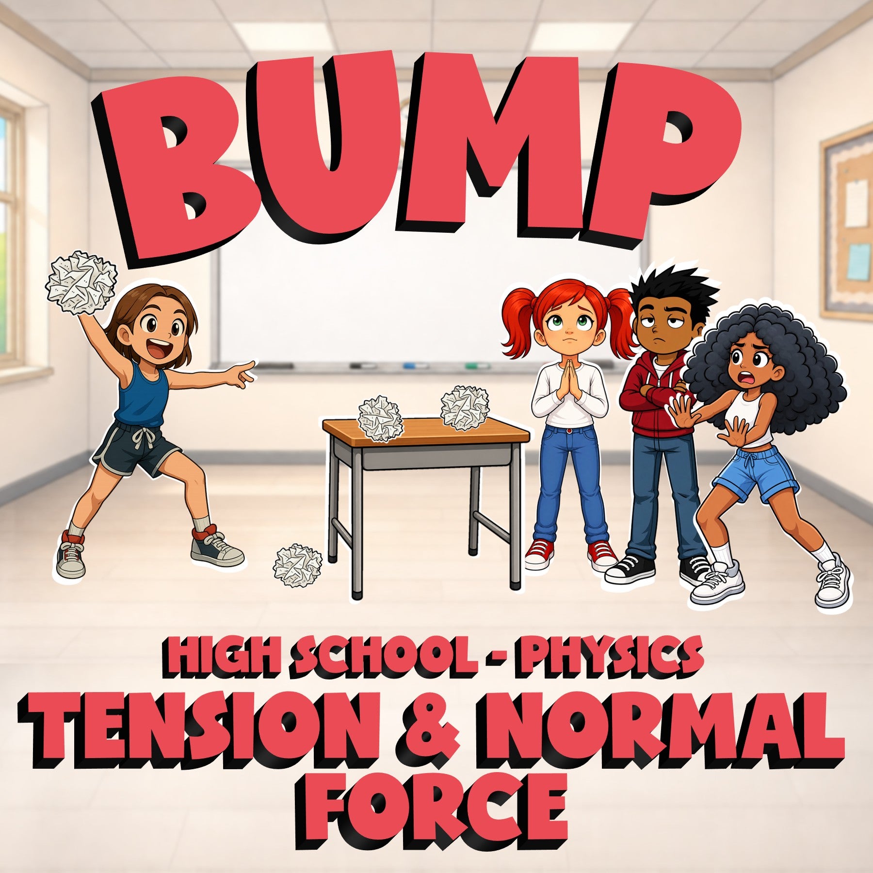 Tension & Normal Force BUMP Science Game - No Prep Physics Review Activity