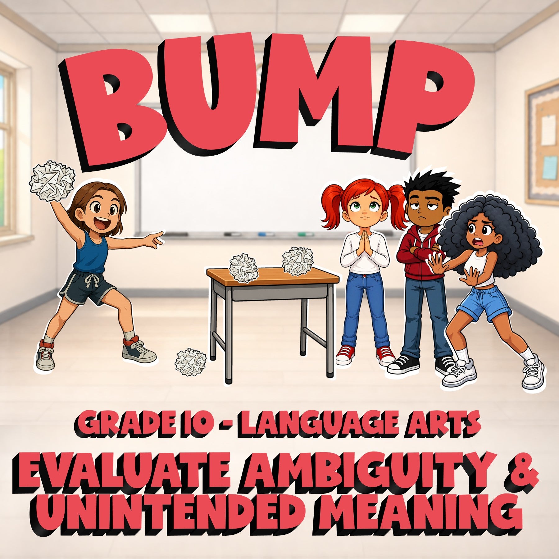 Evaluate Ambiguity & Unintended Meaning BUMP ELA Game - No Prep Grade 10 Review