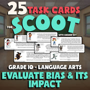 Evaluate Bias & Its Impact SCOOT TASK CARDS ELA Game - No Prep Grade 10 Review
