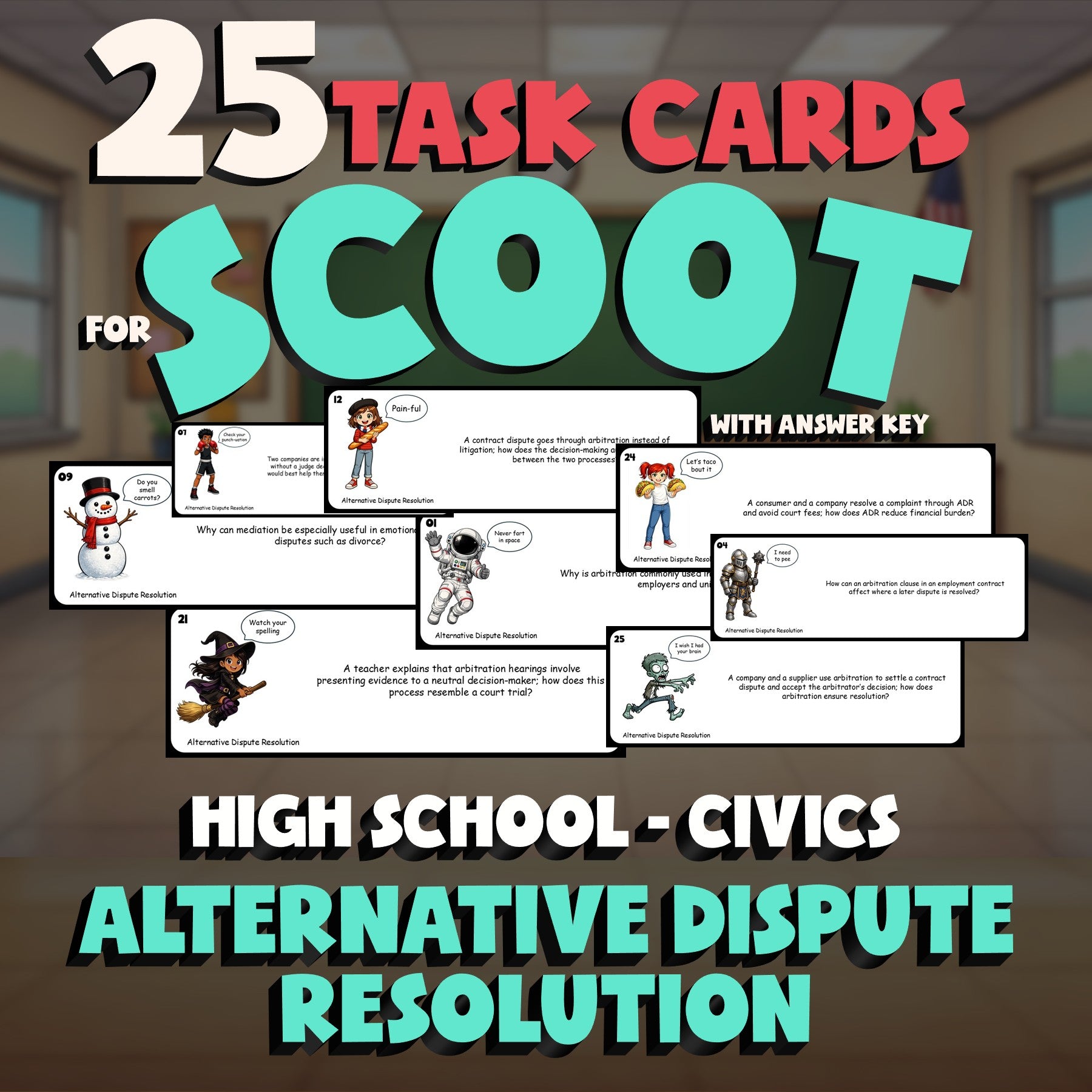 Alternative Dispute Resolution SCOOT TASK CARDS Civics Game - No Prep Review