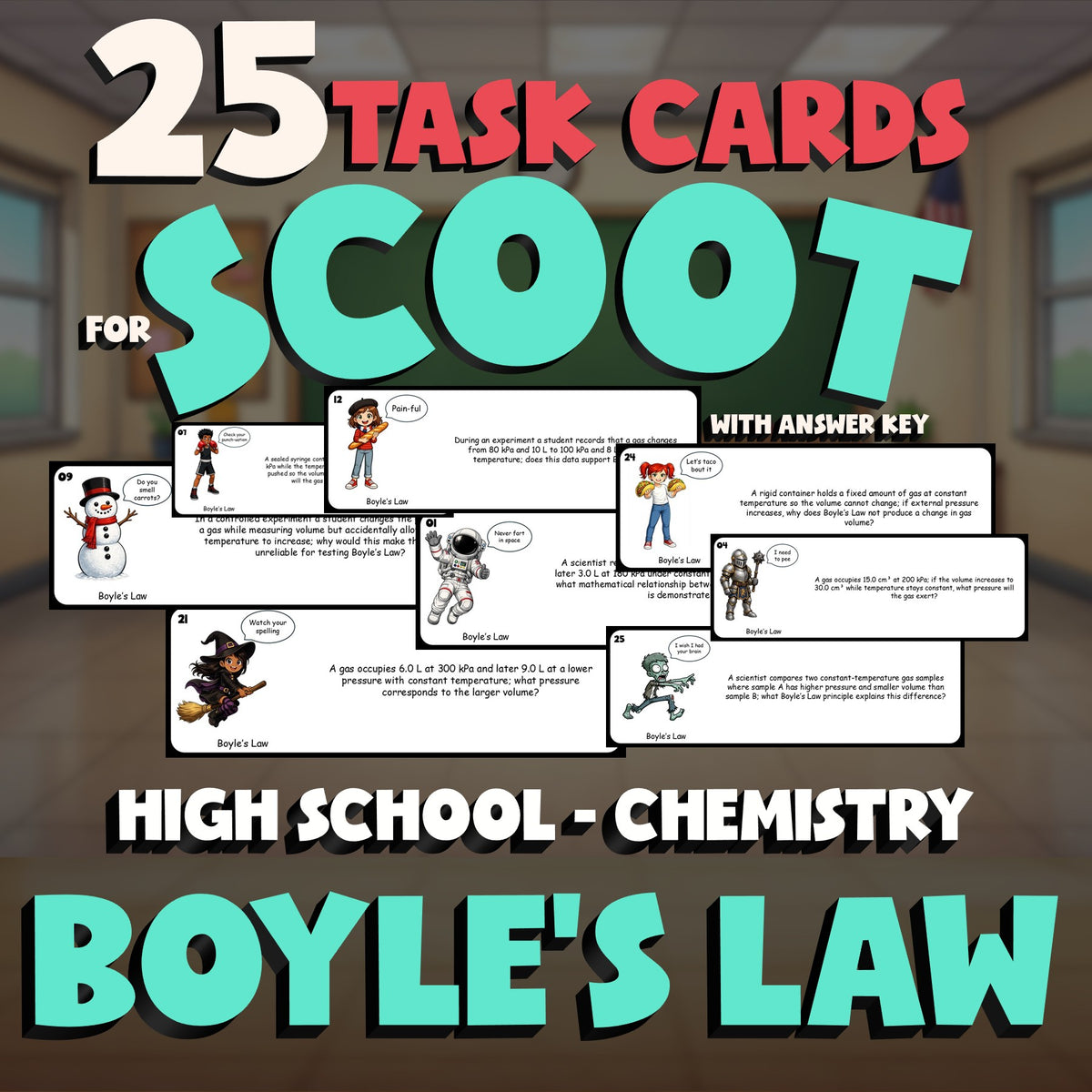 Boyle’s Law SCOOT TASK CARDS Science Game - No Prep Chemistry Review Activity
