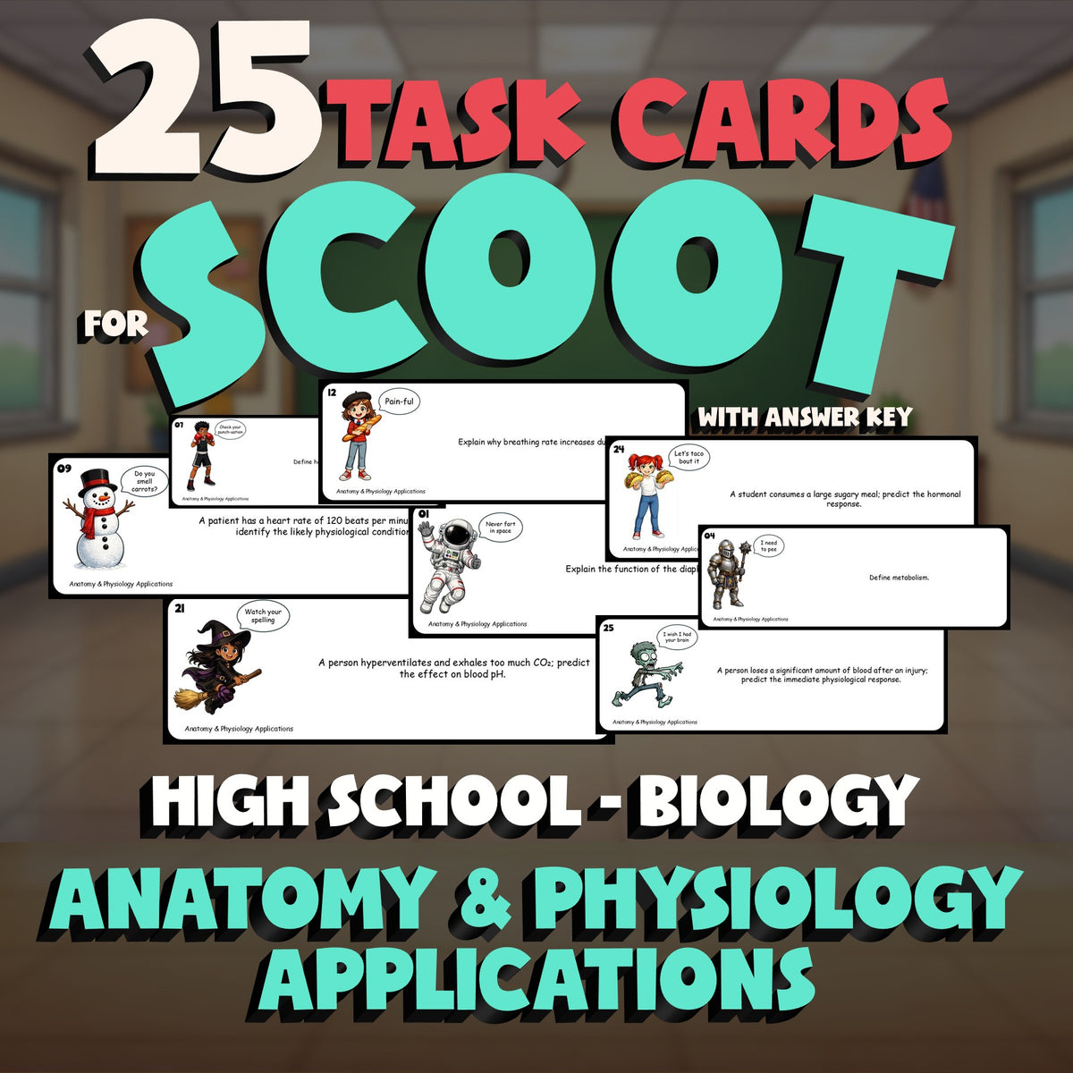 Anatomy & Physiology Applications SCOOT TASK CARDS Science Game - Biology