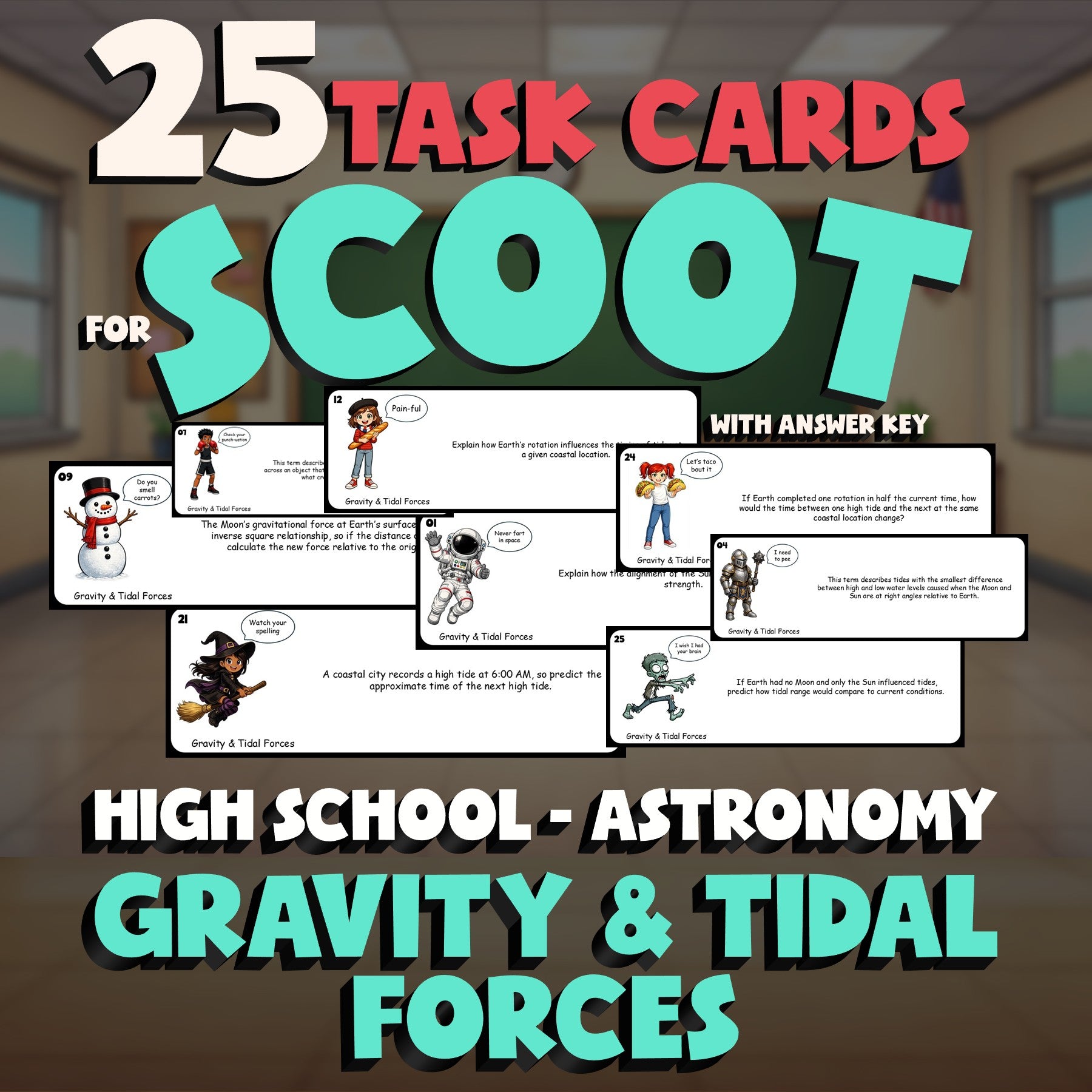 Gravity & Tidal Forces SCOOT TASK CARDS Science Game - No Prep Astronomy Review