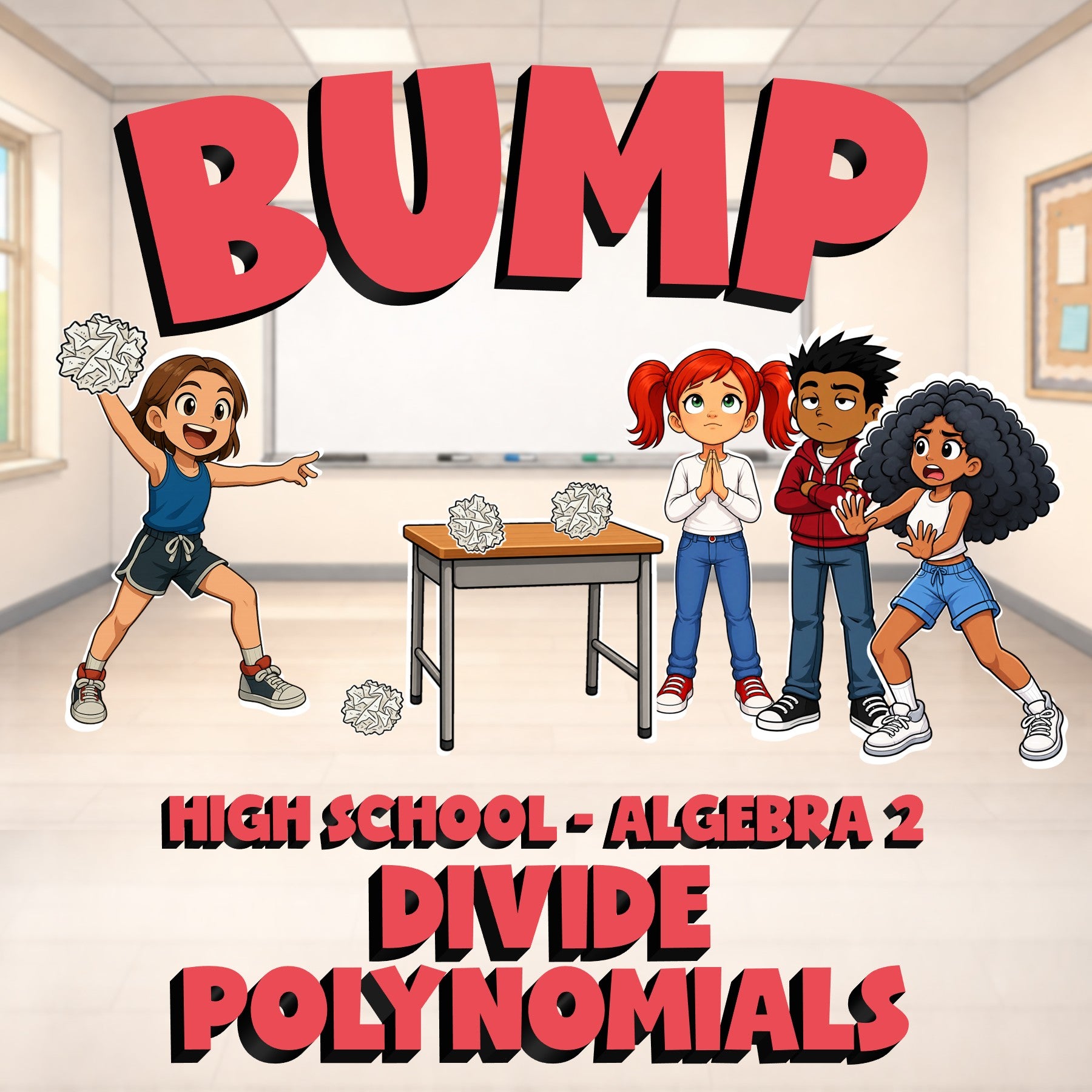 Divide Polynomials BUMP Math Game - No Prep Algebra 2 Review Activity