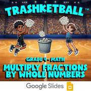 Multiply Fractions by Whole Numbers TRASHKETBALL Math Game - No Prep Grade 4