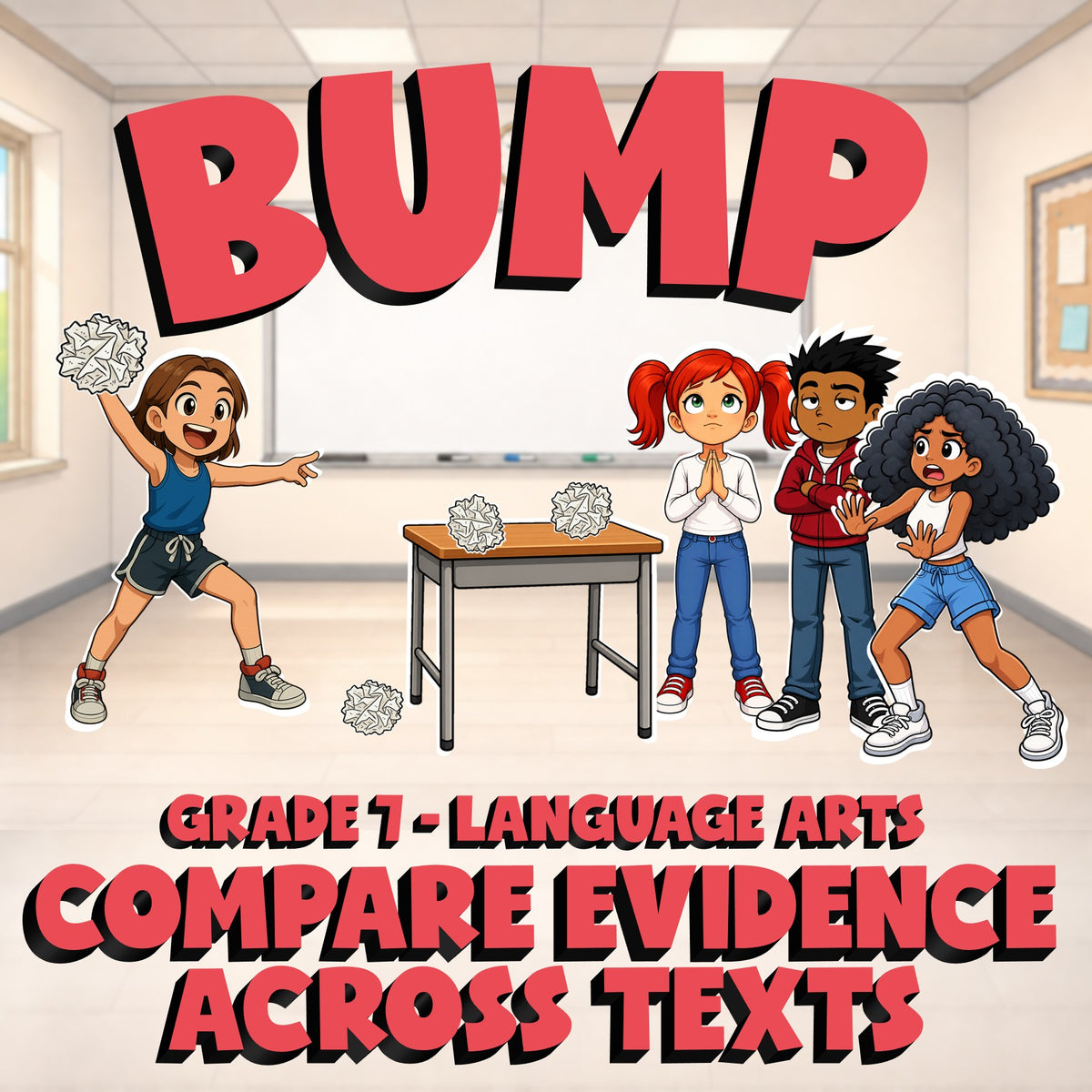Compare Evidence Across Texts BUMP ELA Game - No Prep Grade 7 Review Activity