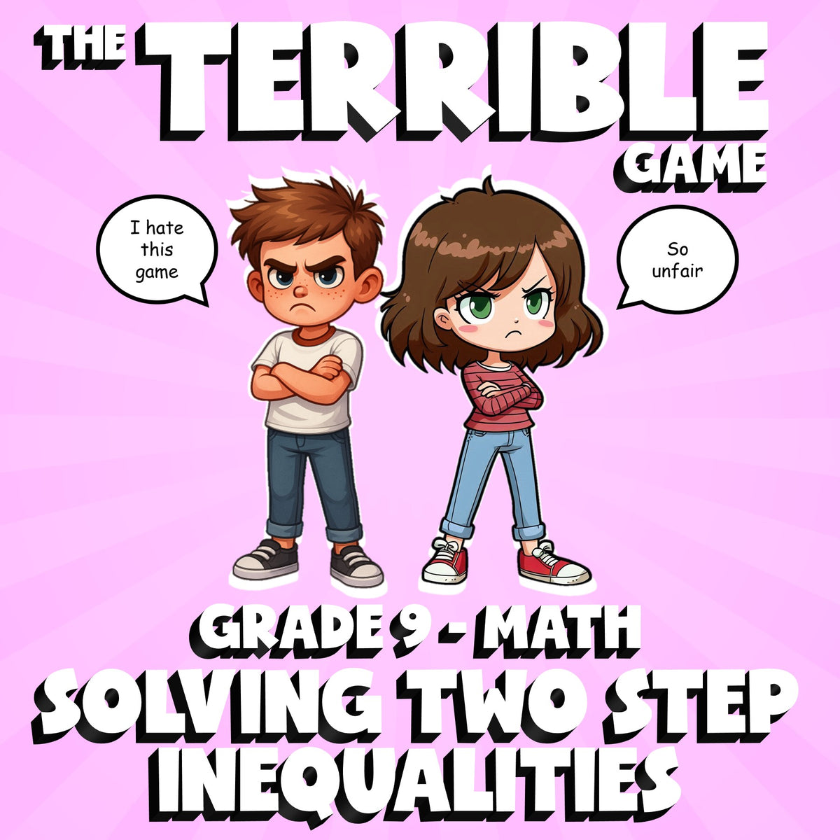 Solving Two Step Inequalities THE TERRIBLE GAME - No Prep Grade 9 Math Review