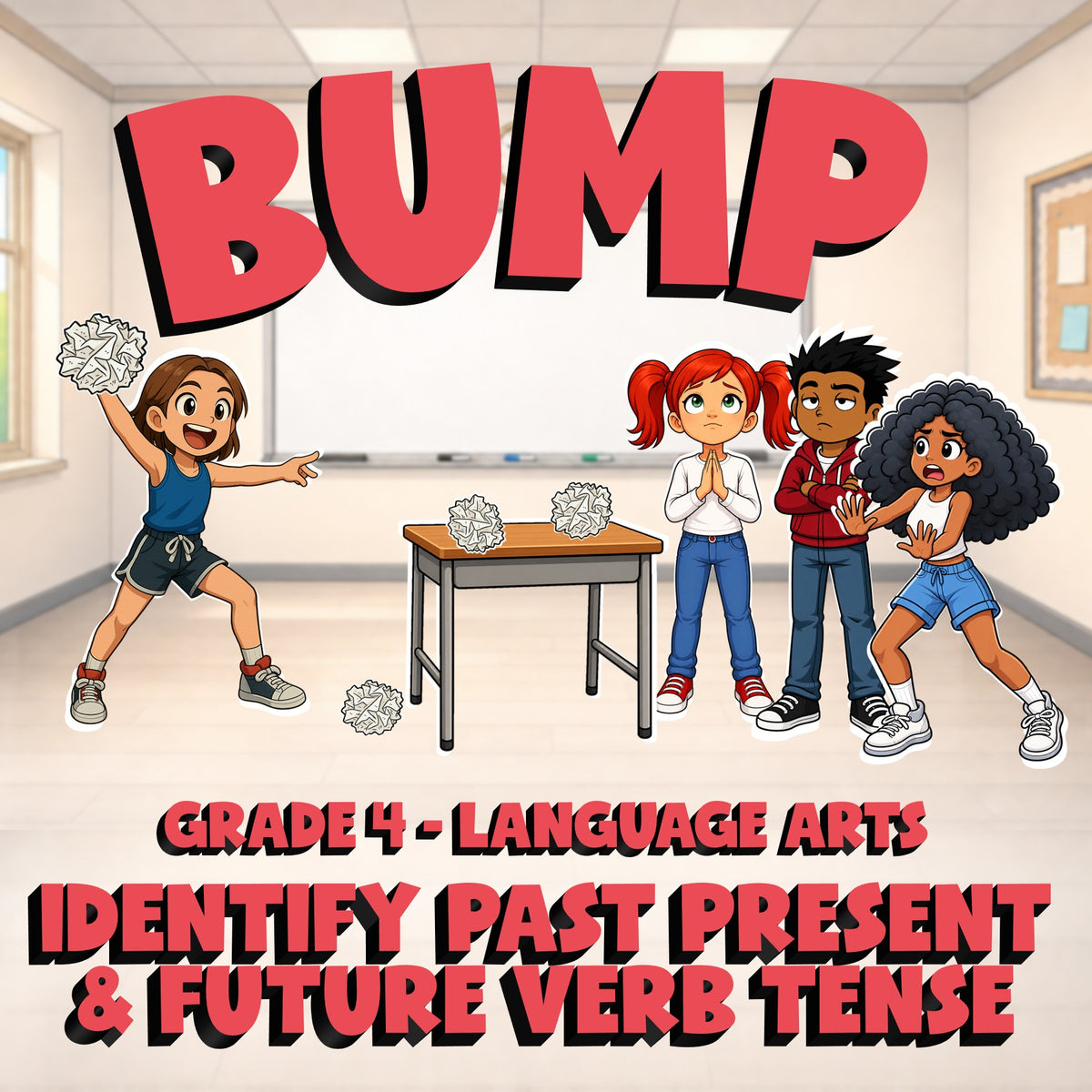 Identify Past Present & Future Verb Tense BUMP ELA Game - No Prep Grade 4 Review