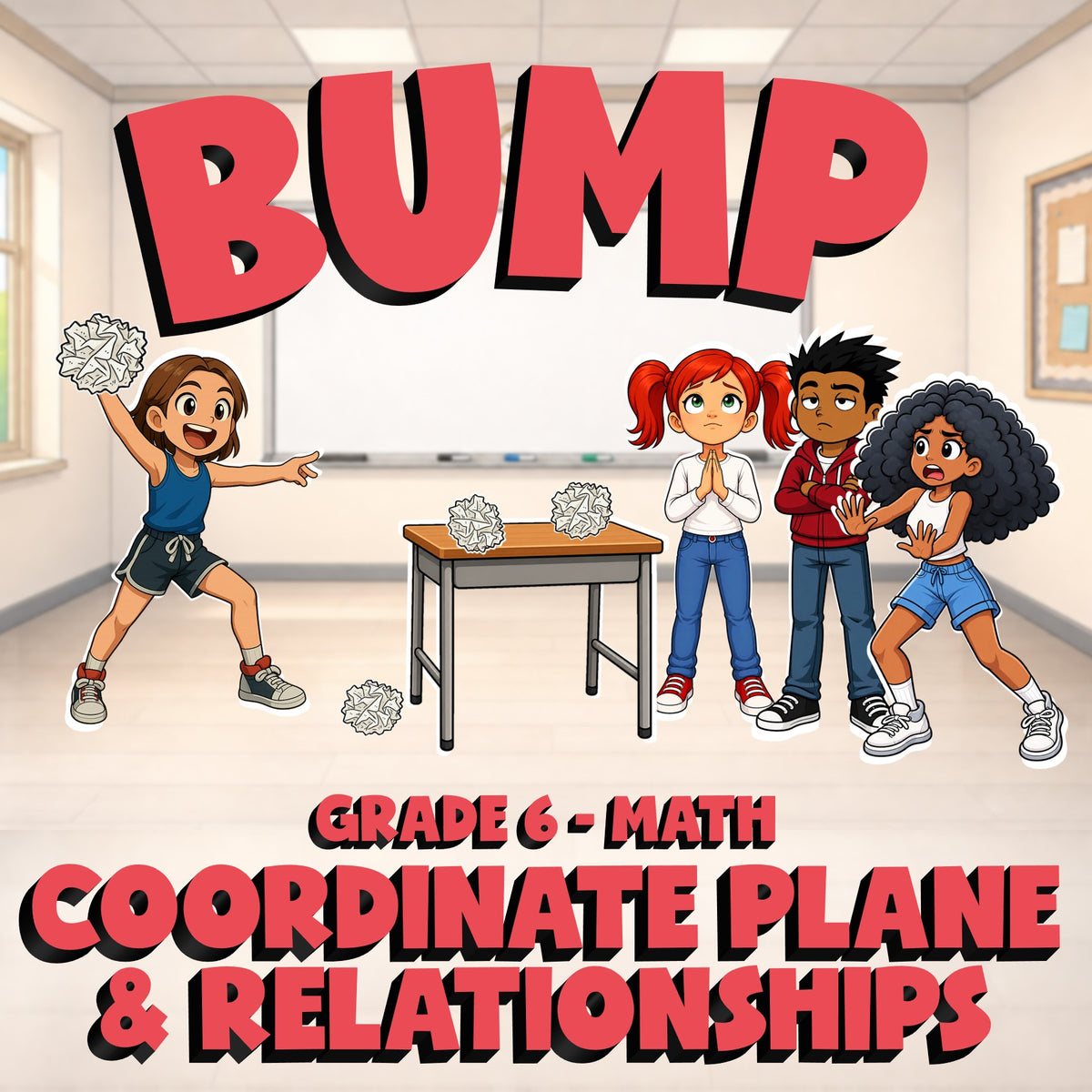 Coordinate Plane & Relationships BUMP Math Game - No Prep Grade 6 Review