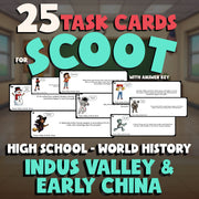 Indus Valley & Early China SCOOT TASK CARDS Game - No Prep World History Review
