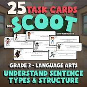 Understand Sentence Types & Structure SCOOT TASK CARDS ELA Game - Grade 3