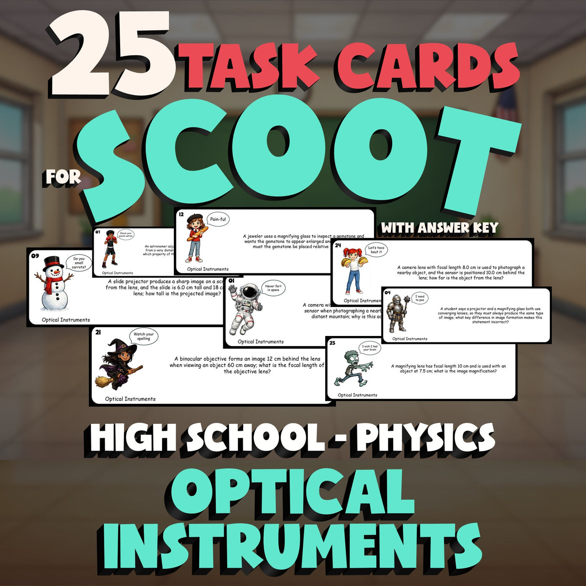 Optical Instruments SCOOT TASK CARDS Science Game - No Prep Physics Review