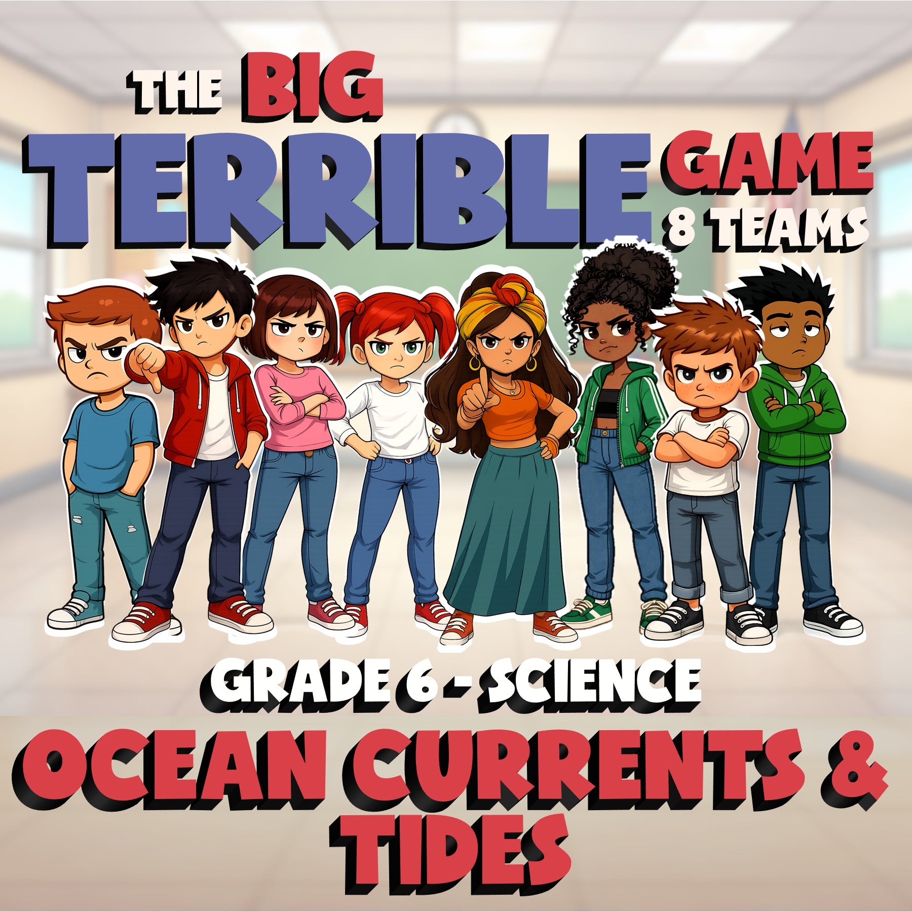 Ocean Currents & Tides BIG TERRIBLE GAME - No Prep Grade 6 Science Review