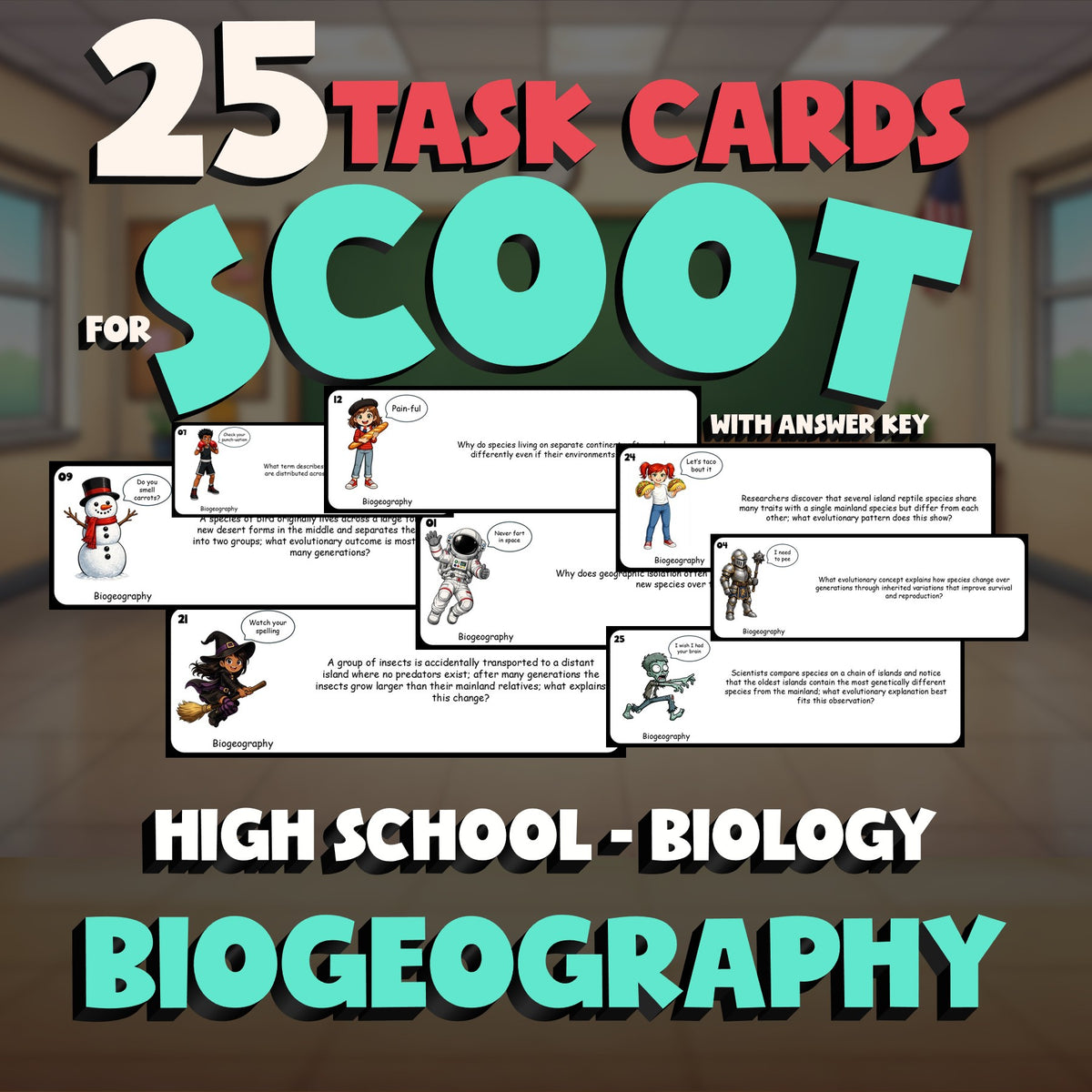 Biogeography SCOOT TASK CARDS Science Game - No Prep Biology Review Activity
