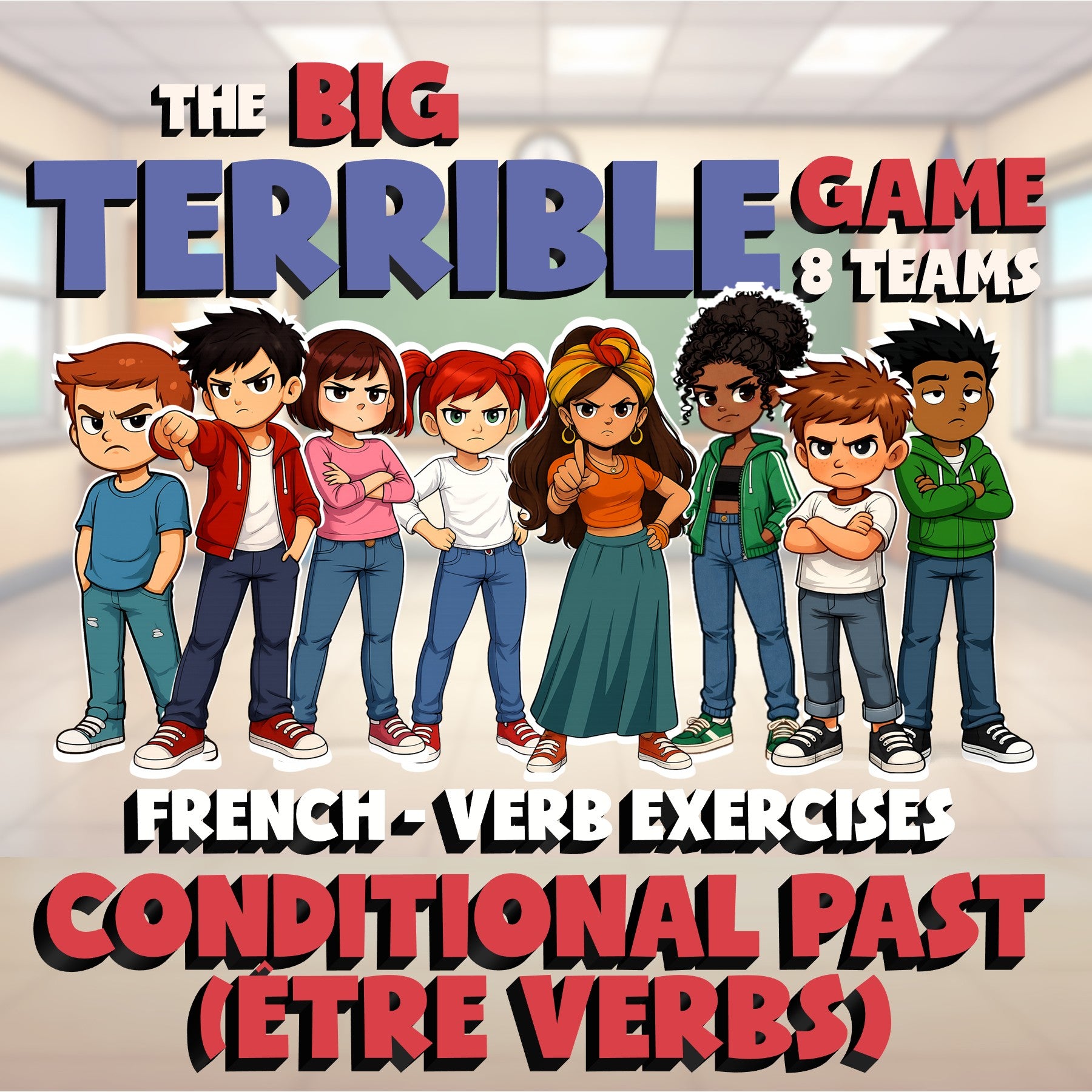 Conditional past (être Verbs) BIG TERRIBLE GAME - No Prep French Exercise