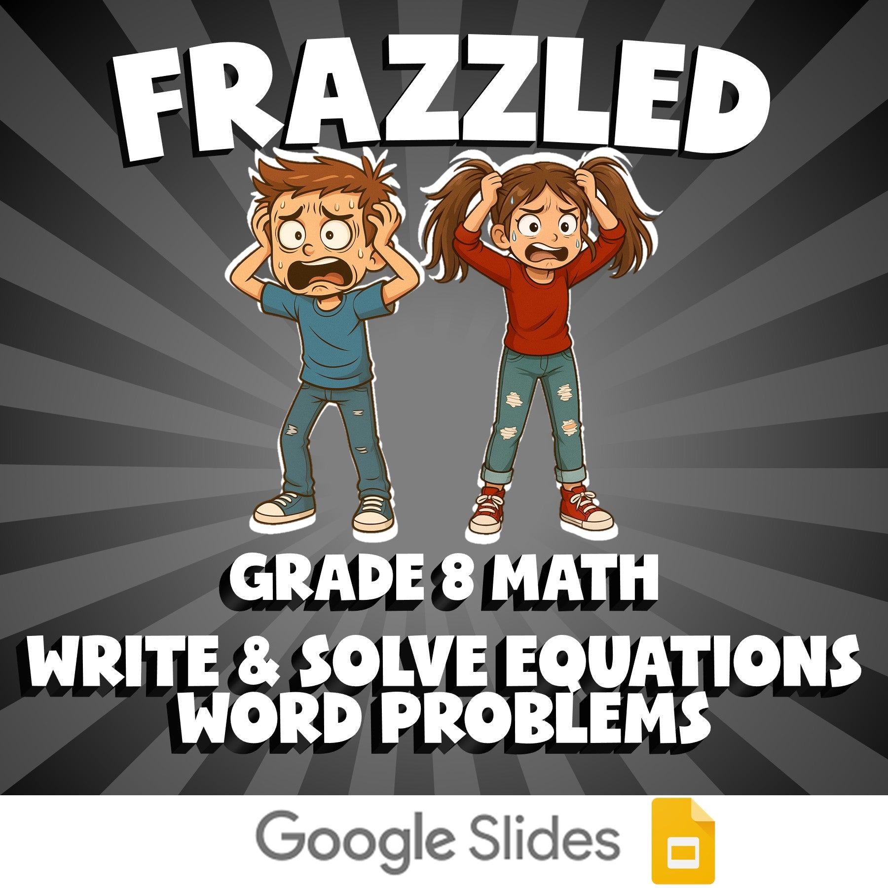 Write & Solve Equations Word Problems FRAZZLED Math Game - No Prep Grade 8