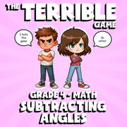 Subtracting Angles THE TERRIBLE GAME - No Prep Grade 4 Math Review Activity