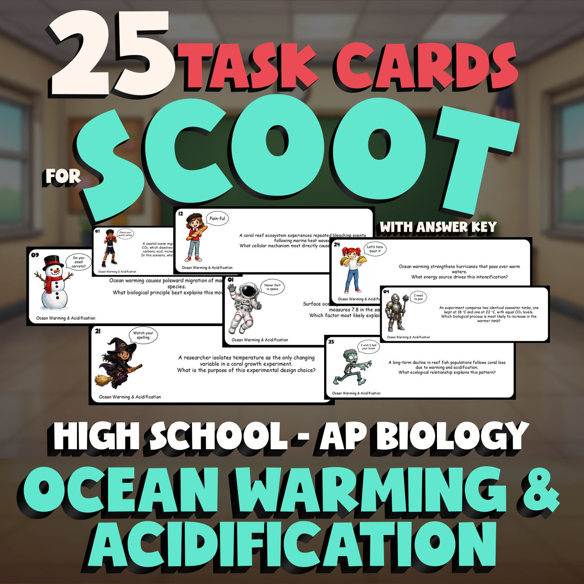 Ocean Warming & Acidification SCOOT TASK CARDS Science Game - No Prep AP Biology