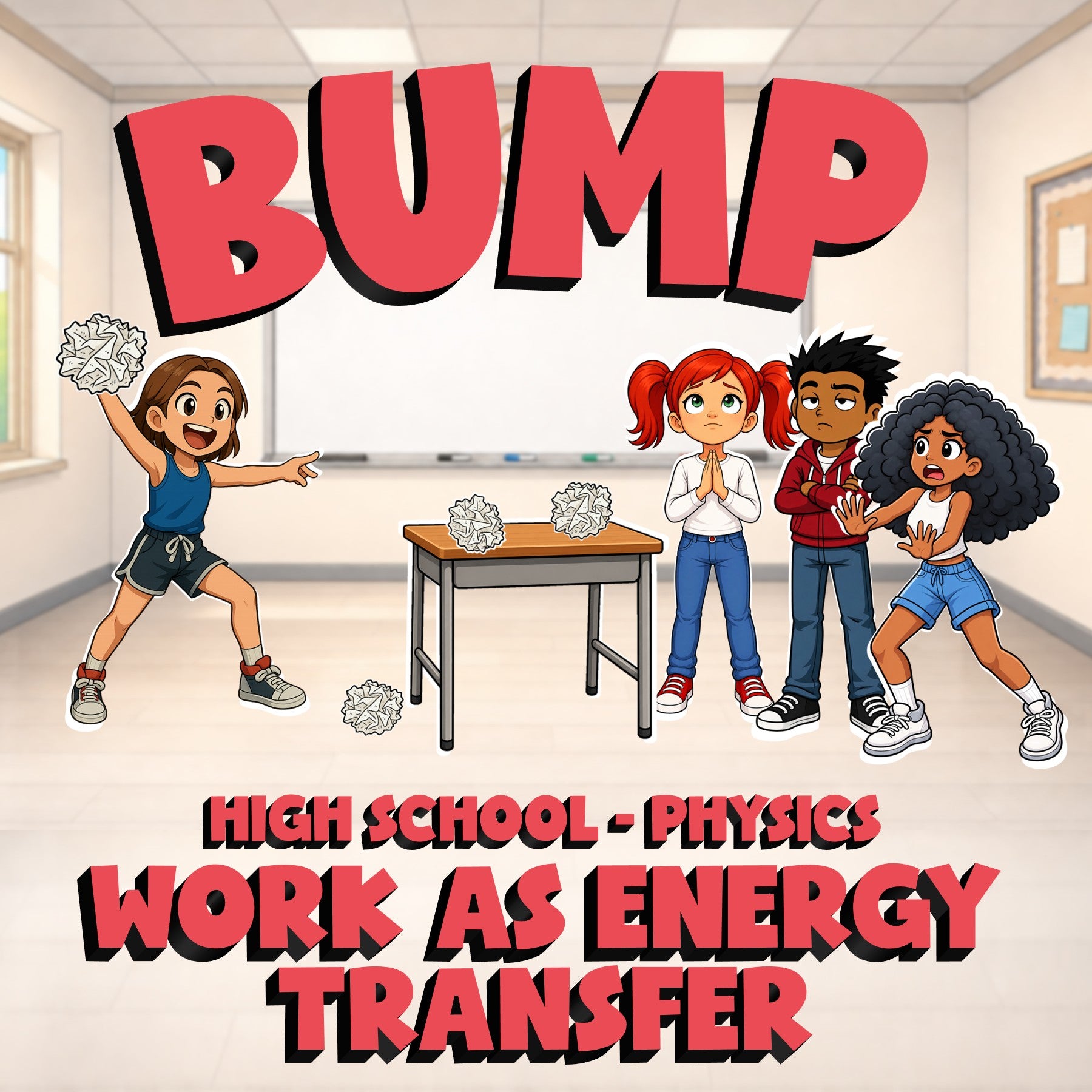Work as Energy Transfer BUMP Science Game - No Prep Physics Review Activity