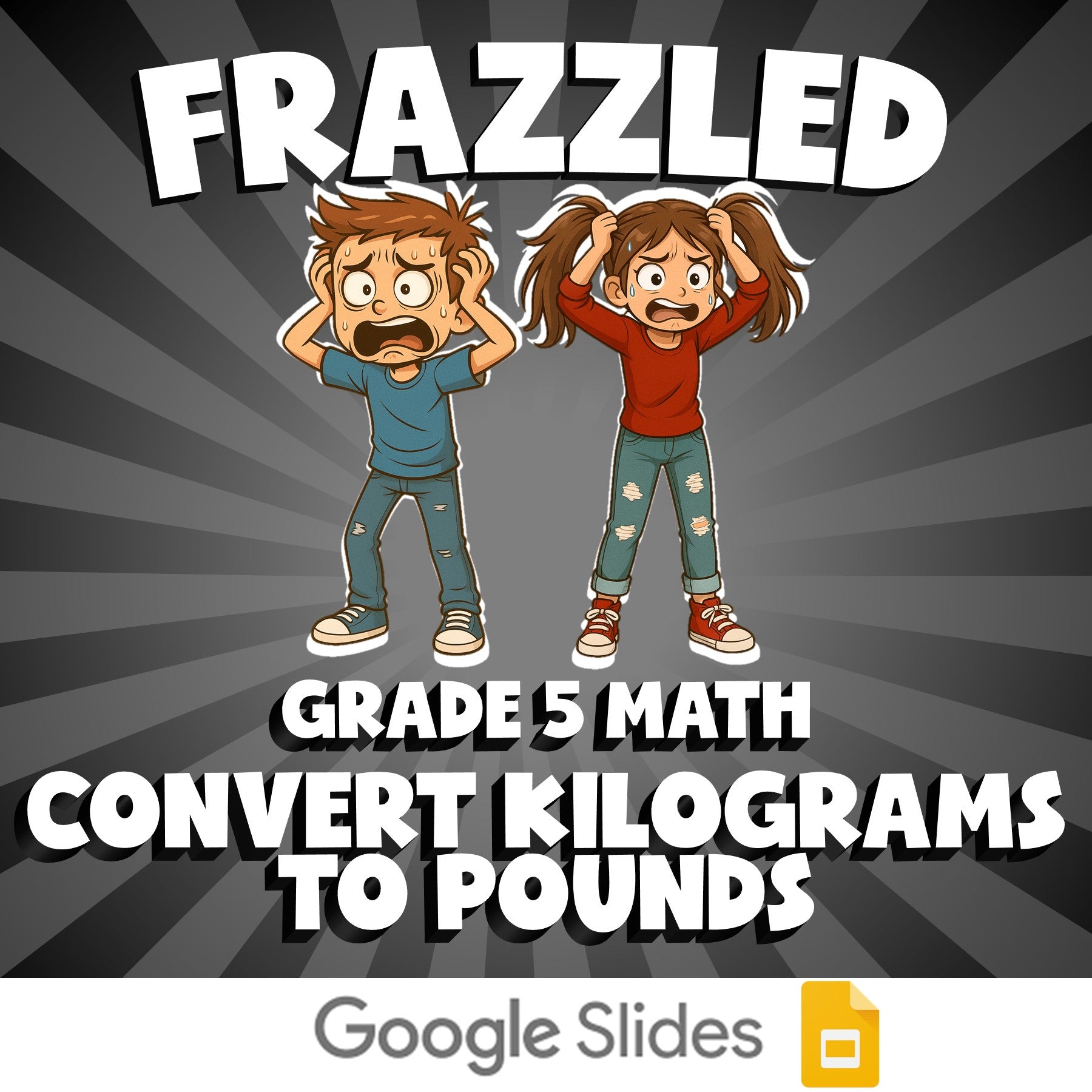 Convert Kilograms to Pounds FRAZZLED Math Game - No Prep Grade 5 Review Activity
