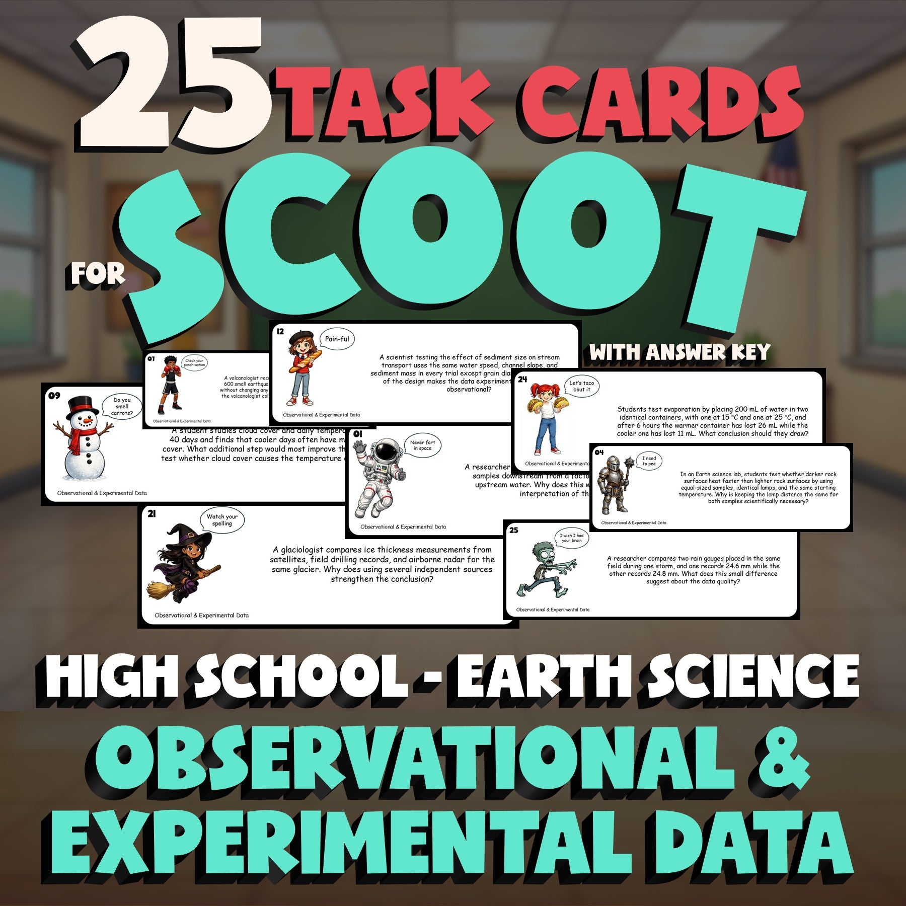 Observational & Experimental Data SCOOT TASK CARDS Game - No Prep Earth Science