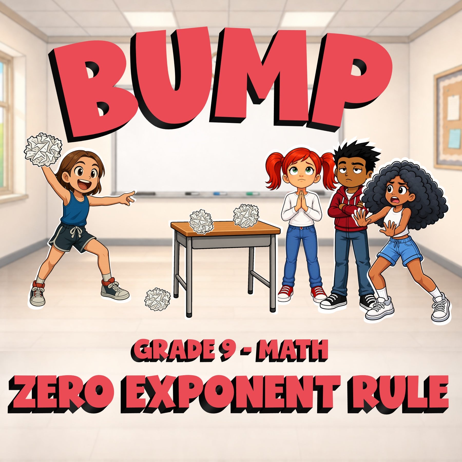 Zero Exponent Rule BUMP Math Game - No Prep Grade 9 Review Activity