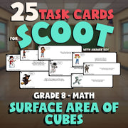 Surface Area of Cubes SCOOT TASK CARDS Math Game - No Prep Grade 8 Review