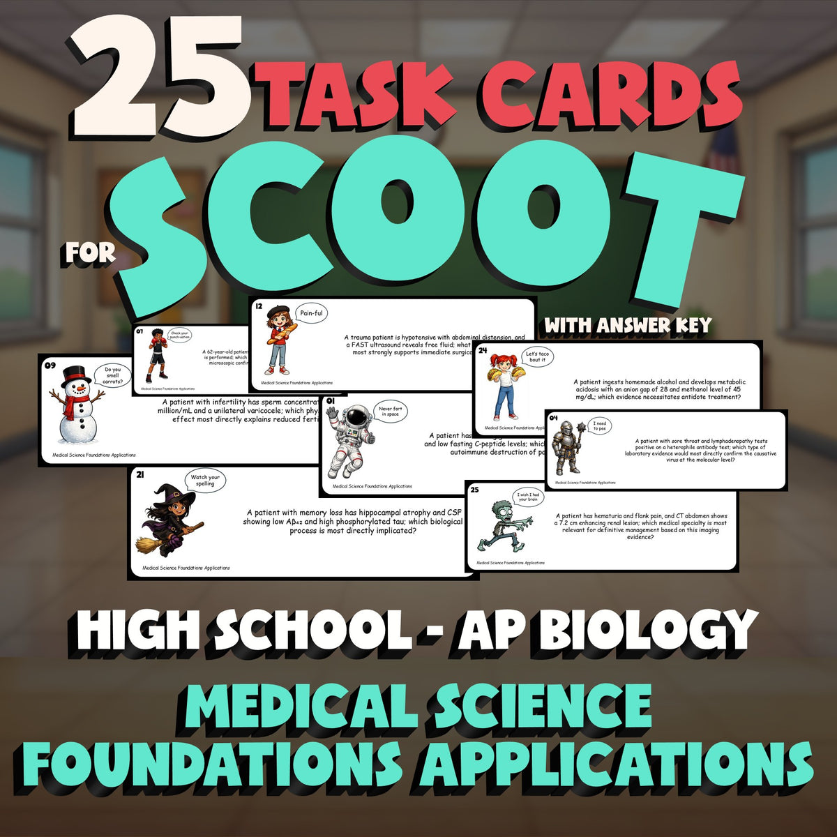 Medical Science Foundations Applications SCOOT TASK CARDS Game AP Biology
