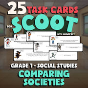 Comparing Societies SCOOT TASK CARDS Socials Game - No Prep Grade 7 Review
