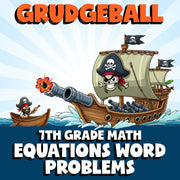 Equations Word Problems GRUDGEBALL Math Game - No Prep Grade 7 Review Activity