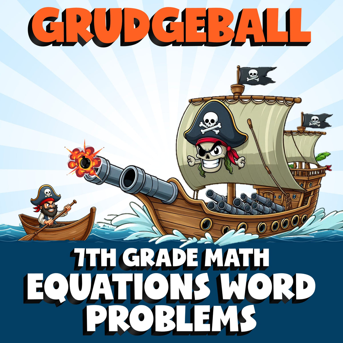 Equations Word Problems GRUDGEBALL Math Game - No Prep Grade 7 Review Activity