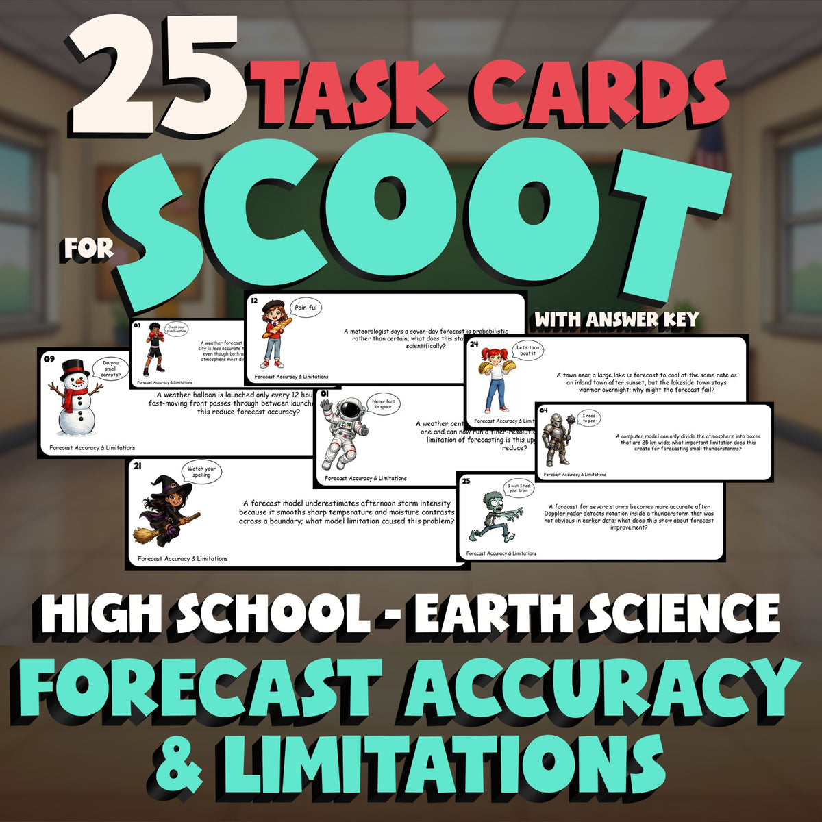 Forecast Accuracy & Limitations SCOOT TASK CARDS Game - No Prep Earth Science