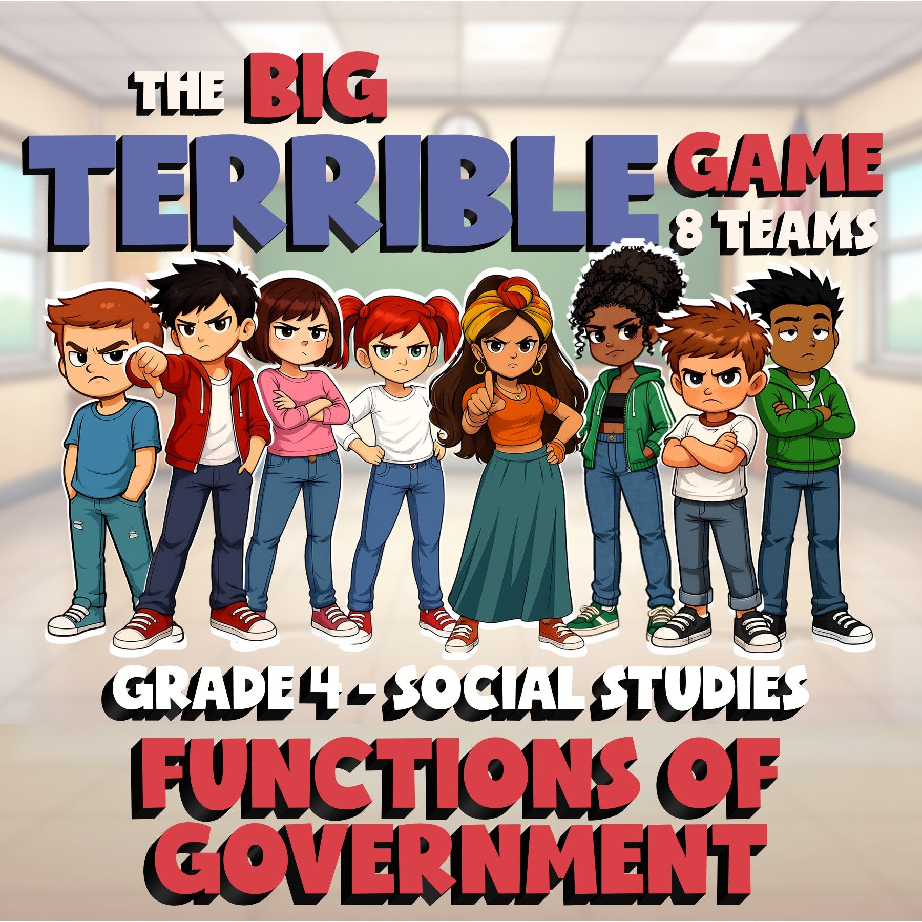 Functions of Government BIG TERRIBLE GAME - No Prep Grade 4 Socials Review