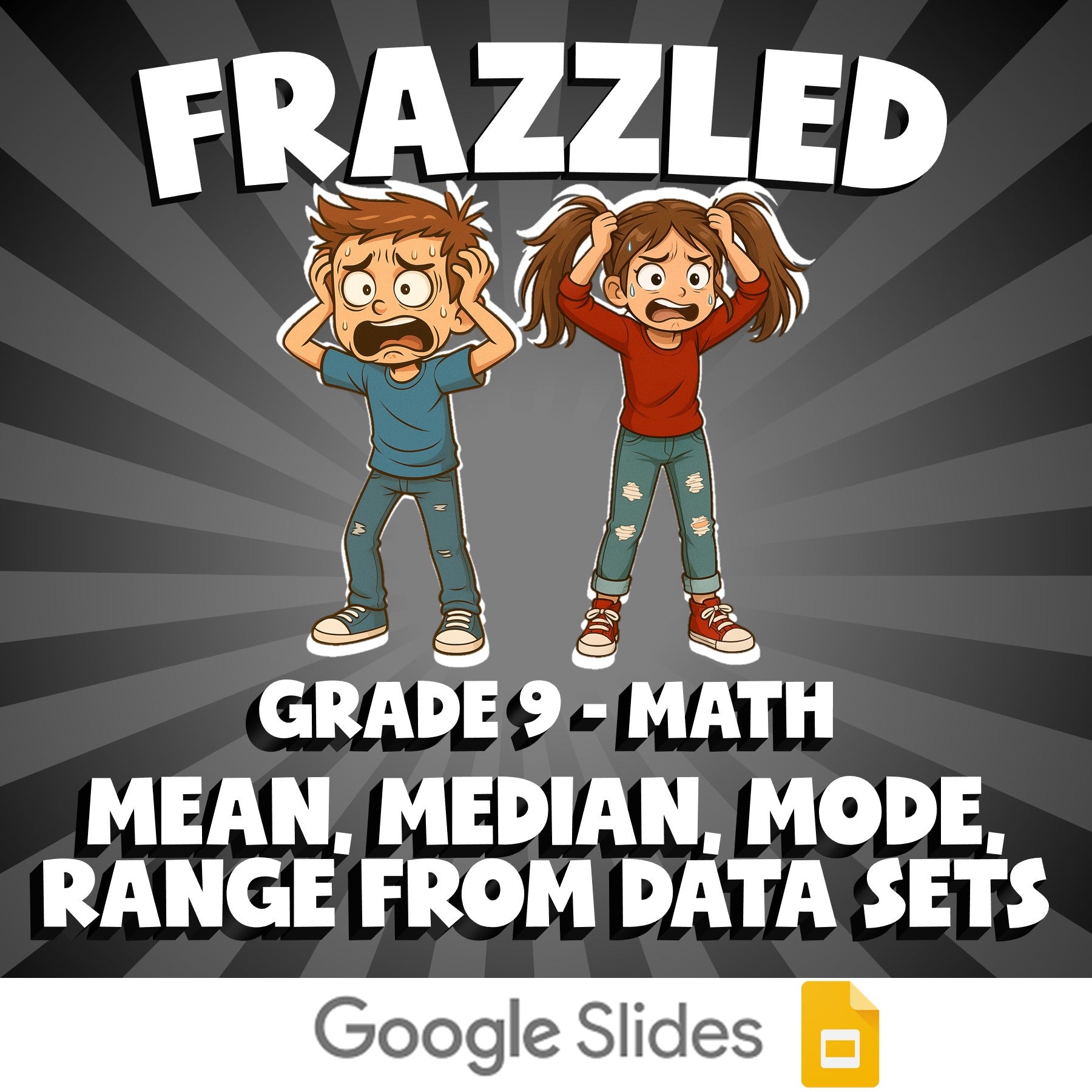 Mean, Median, Mode, Range from Data Sets FRAZZLED Math Game - No Prep Grade 9