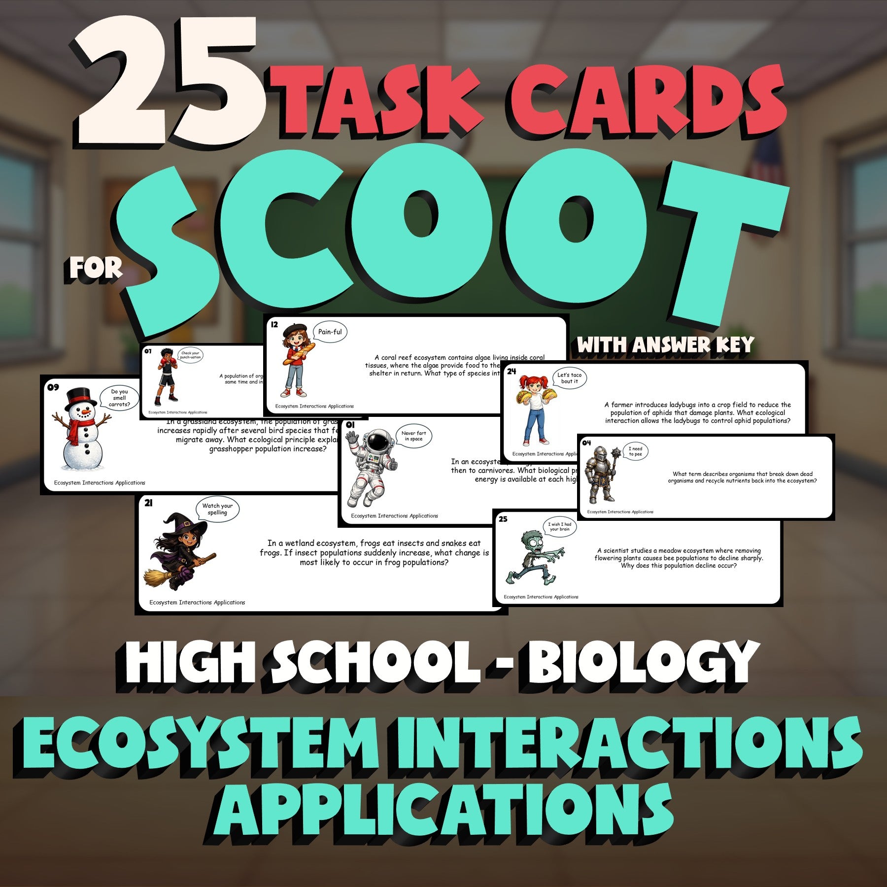 Ecosystem Interactions Applications SCOOT TASK CARDS Science Game - Biology
