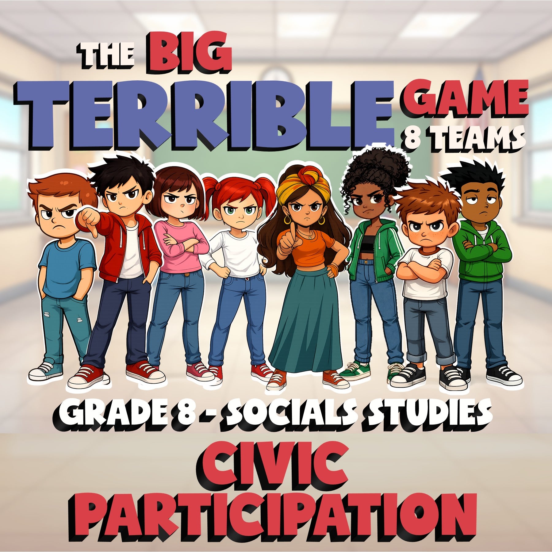 Civic Participation BIG TERRIBLE GAME - No Prep Grade 8 Socials Review Activity
